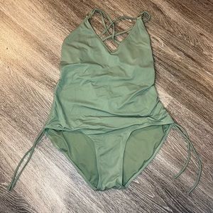 Green one piece bathing suit